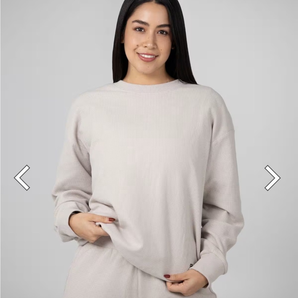 Comfrt Cream Waffle Long Sleeve Top